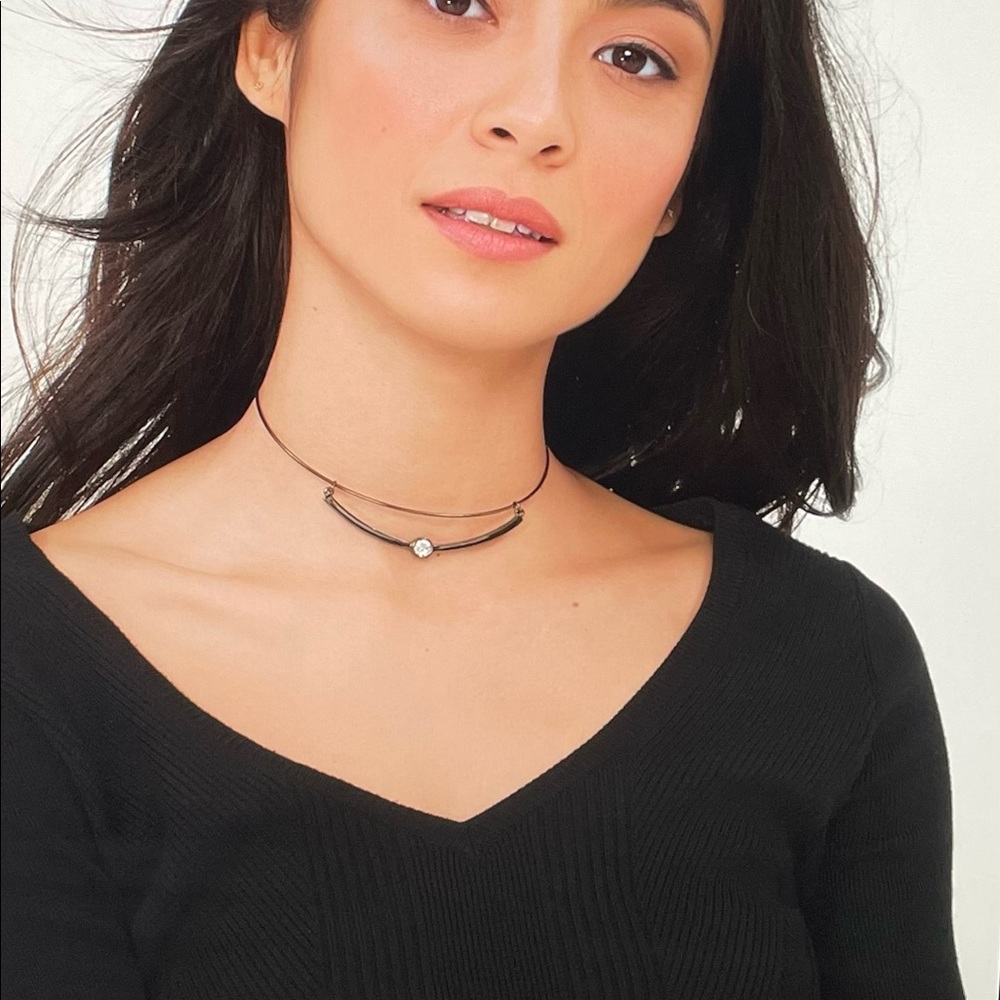 NWT WHBM Hematite/Swarovski Crystal Choker